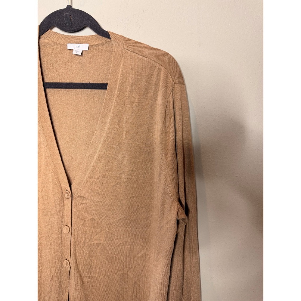 J. Jill Cardigan Women XL Camel Brown Wool Blend V-Neck Button Front Sweater